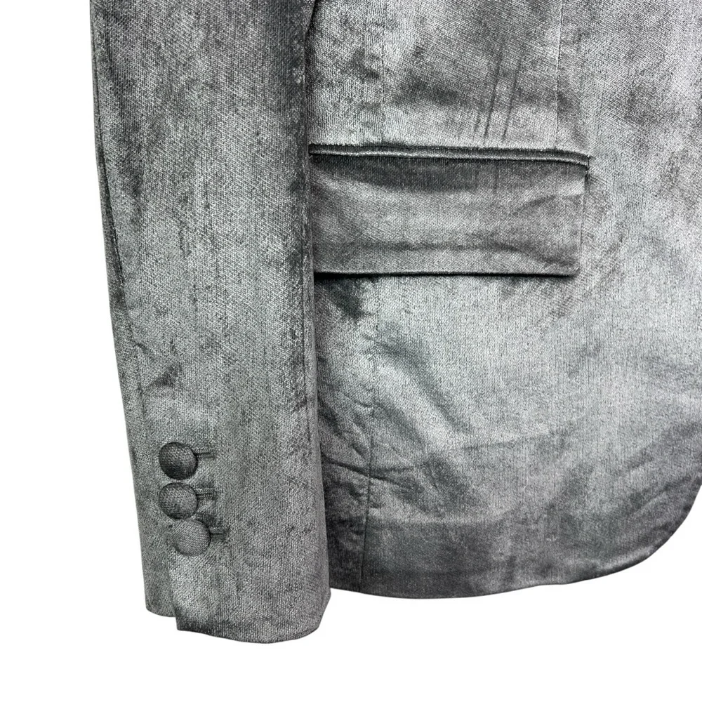 FRAME Silver Metallic Tailored Blazer Size 10 Luxe Structured Statement Jacket